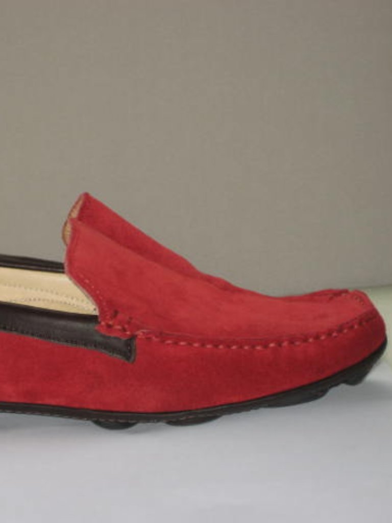 Patricia Green Sz 7 Italy Red Suede Driving Mocs Loafers All Leather Excellent — image 3 of 8